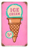 Retro Ice Cream Cone Metal Sign   8 x 14 Inches