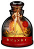 Vintage Fireside Brandy Custom Shape  - Pin-Up Girl Metal Sign 13 x 19 Inches
