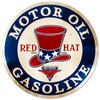 Retro Red Hat Gasoline Metal Sign 14 x 14 Inches