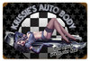 Vintage Krissies Auto  - Pin-Up Girl Metal Sign 12 x 18 Inches
