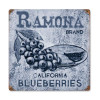 Retro Ramona Blueberries Metal Sign    12 x 12 Inches