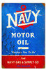 Retro Navy Motor Oil Metal Sign 18 x 12 Inches