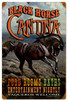 Retro Black Horse Cantina Metal Sign 12 x 18 Inches