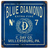 Retro Blue Diamond Vintage Metal Sign   12 x 12 Inches