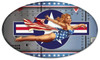 Retro Plane Pinup Oval  - Pin-Up Girl Metal Sign 24 x 14 Inches