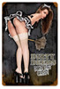 Dirty Deeds  - Pin-Up Girl Metal Sign 12 x 18 Inches