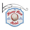 Retro Home Run Hotel Double Sided  with Wall Mount Sign 20 x 20 Inches