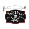 Retro Jolly Roger Tavern Double Sided  w Wall Mount Sign 24 x 16 Inches