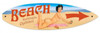Retro Nude Beach Surfboard  - Pin-Up Girl Metal Sign 22 x 6 Inches