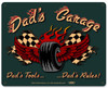 Dad's Garage Tire Metal Sign 15 x 12 Inches