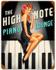 High Note Piano Lounge Vintage Metal Sign 12 x 15 Inches