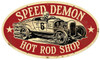 Speed Demon Hot Rod Shop Oval Metal Sign 24 x 14 Inches