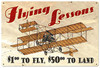 Flying Lessons Vintage Metal Sign 36 x 24 Inches