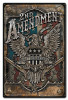2nd Amendment 12x18 metal sign with ornate spread-wing eagle, crossed antique pistols, distressed American flag and Right to Bear Arms banner