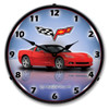 C6 Corvette Torch Red Lighted Wall Clock 14 x 14 Inches