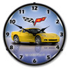 C6 Corvette Velocity Yellow Lighted Wall Clock 14 x 14 Inches