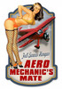 Retro Aero Mechanics Custom Shape  - Pin-Up Girl Metal Sign 17 x 10 Inches