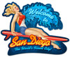 Retro San Diego Surf Girl Custom Shape  - Pin-Up Girl Metal Sign 16 x 13 Inches