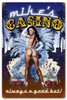 Retro Casino  - Pin-Up Girl Metal Sign - Personalized 16 x 24 Inches