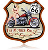 Retro Route 66  Pinup Bike Shield  Metal Sign 15 x 15 Inches
