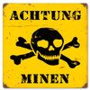 Achtung Minen Metal Sign 12 x 12 Inches