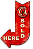 Mohawk Gasoline Sold Here Arrow Metal Sign 15 x 24 Inches