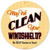 Retro May We Clean Round Metal Sign 14 x 14 Inches