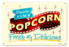 Retro Popcorn Fresh Metal Sign 18 x 12 Inches