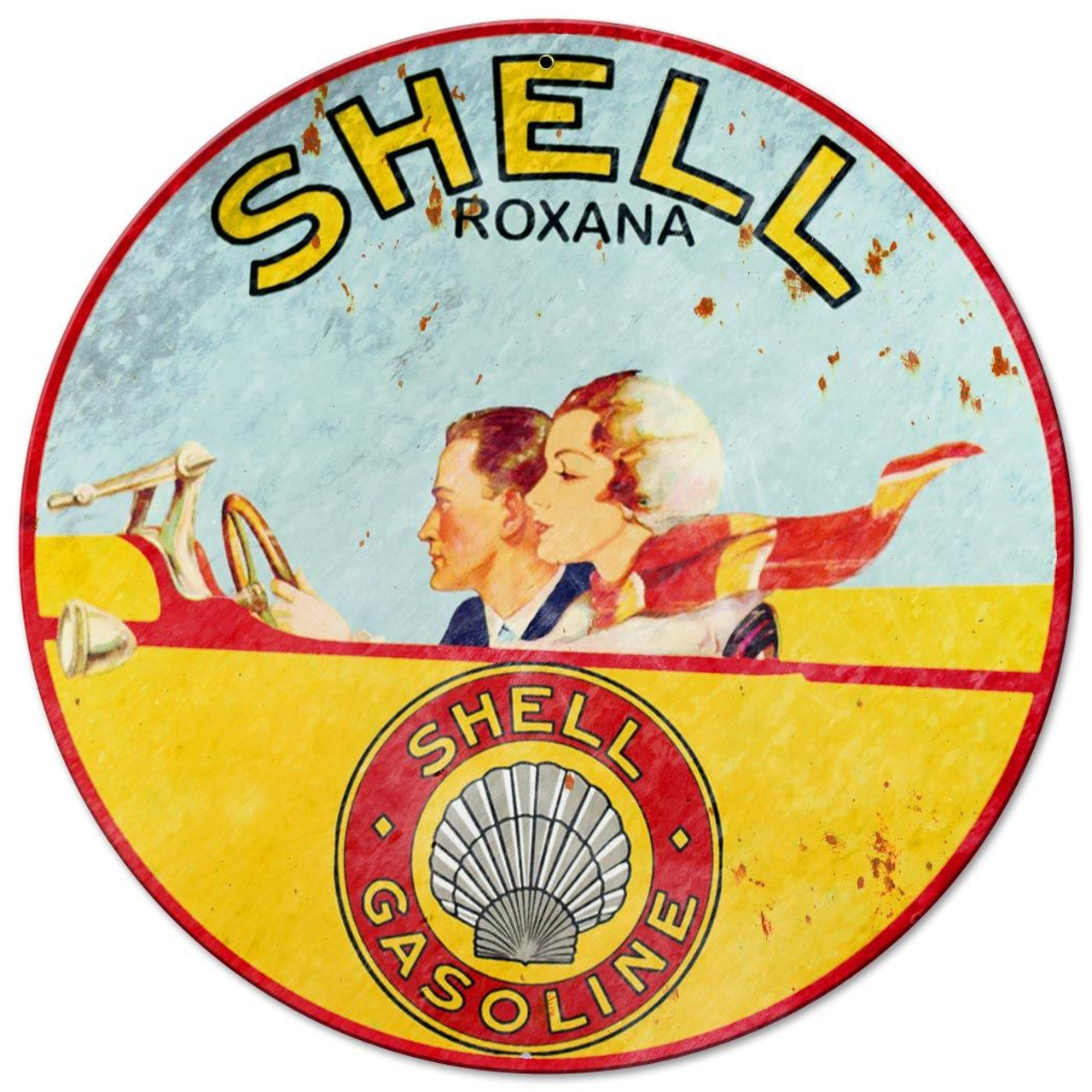 Shell Roxana Metal Sign 14 x 14 Inches