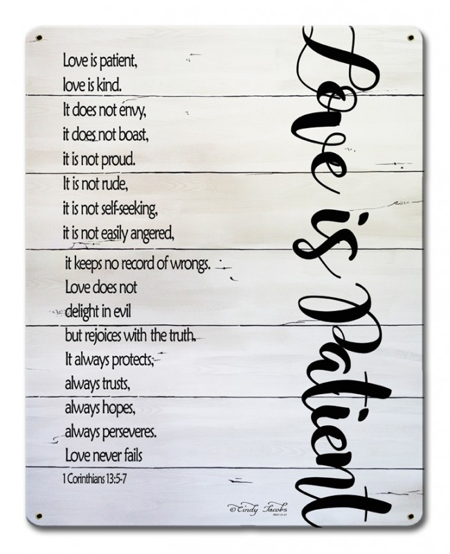 Love Is Patient Metal Sign 12 x 15 Inches