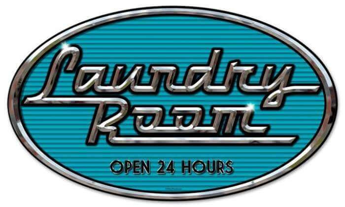Retro Laundry Chrome Oval Metal Sign 14 x 24 Inches