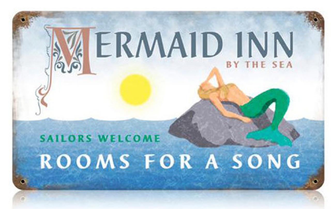 Mermaid Inn Metal Sign 14 x 8 Inches