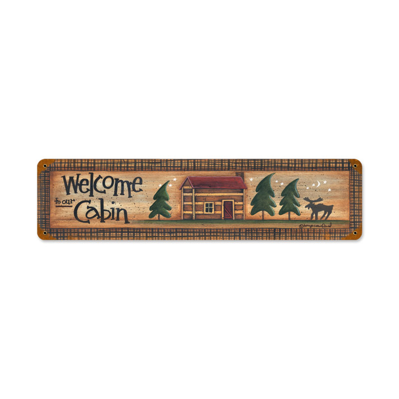 Welcome Cabin Metal Sign 20 x 5 Inches