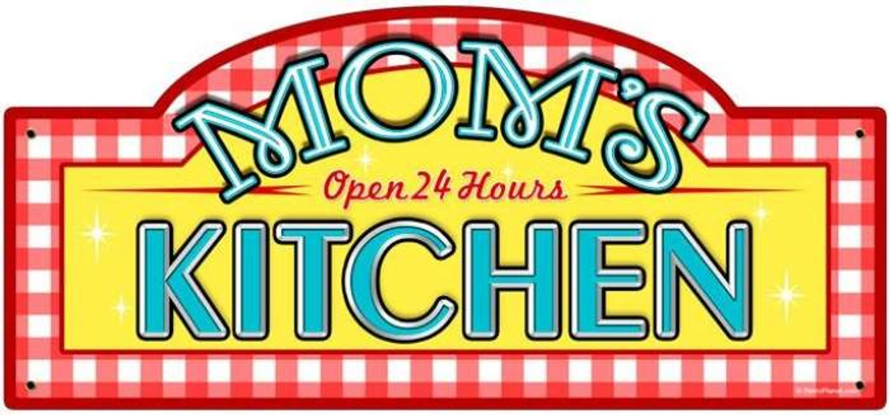 Retro Mom's Kitchen Metal Street Sign 17 x 7 Inches