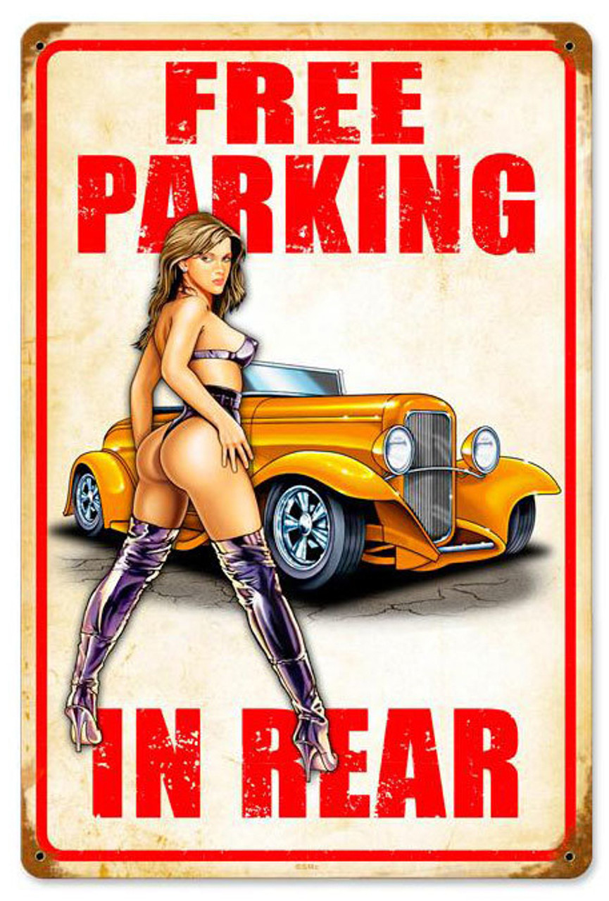 Free Parking Rod Metal Sign 12 x 18 Inches