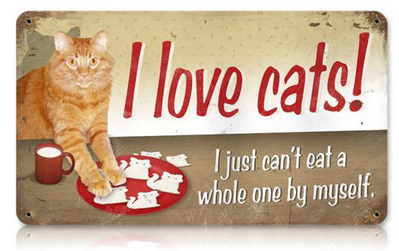 I Love Cats Metal Sign 14 x 8 Inches