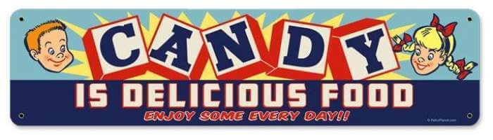 Retro Candy Metal Sign  20 x 5 Inches