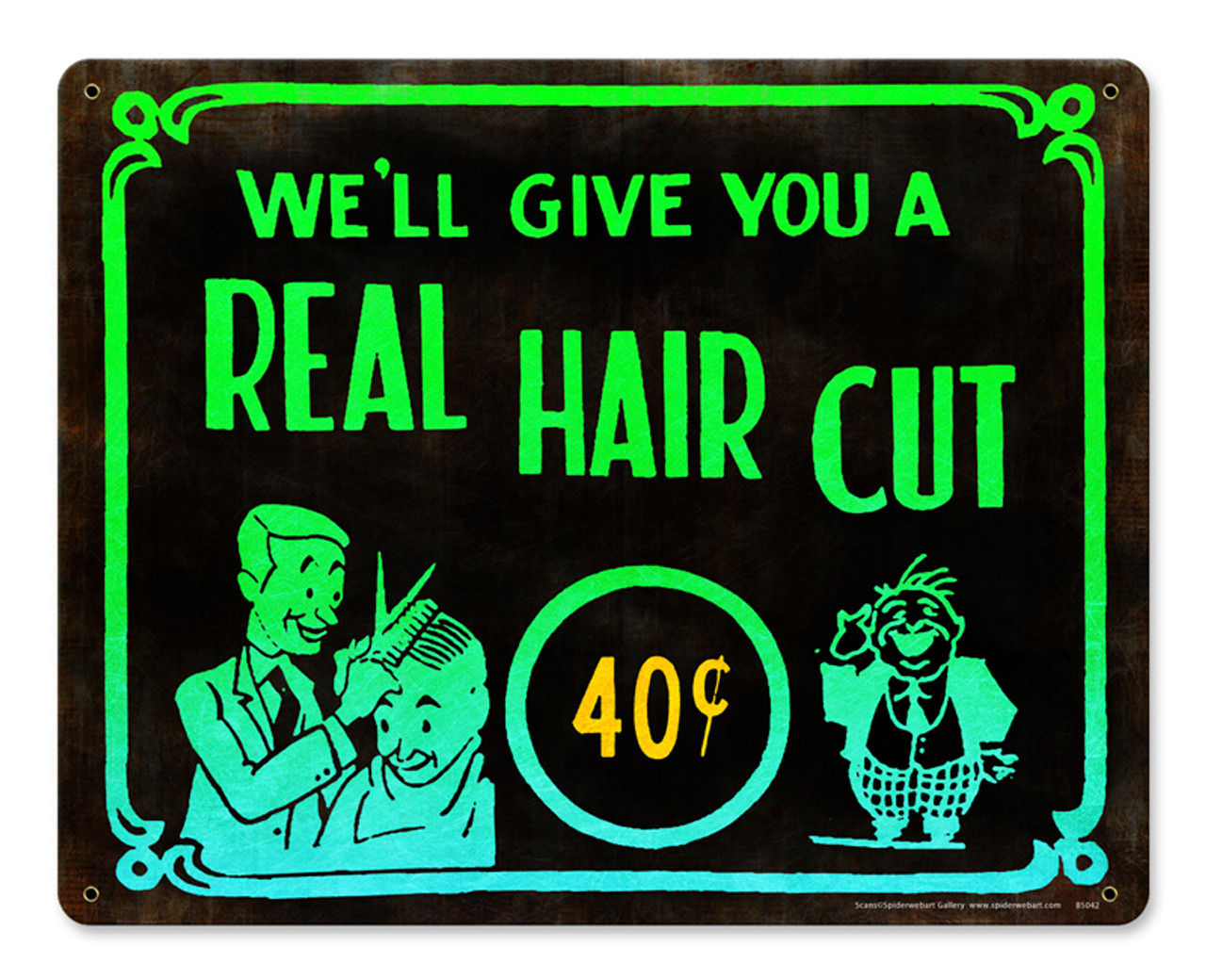 Haircut 40 Cents Metal Sign 15 x 12 Inches