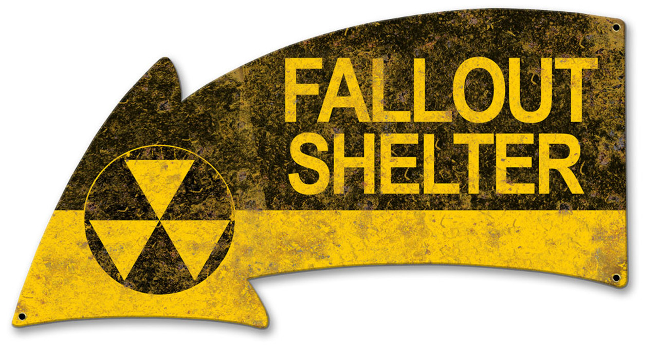 Fallout Shelter Arrow Metal Sign 21 x 11 Inches