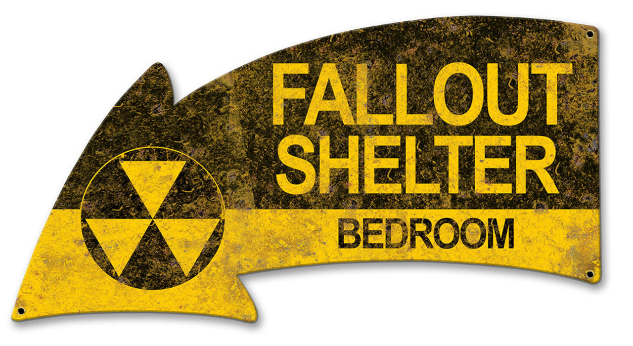 Fallout Shelter Bedroom Arrow Metal Sign 21 x 11 Inches