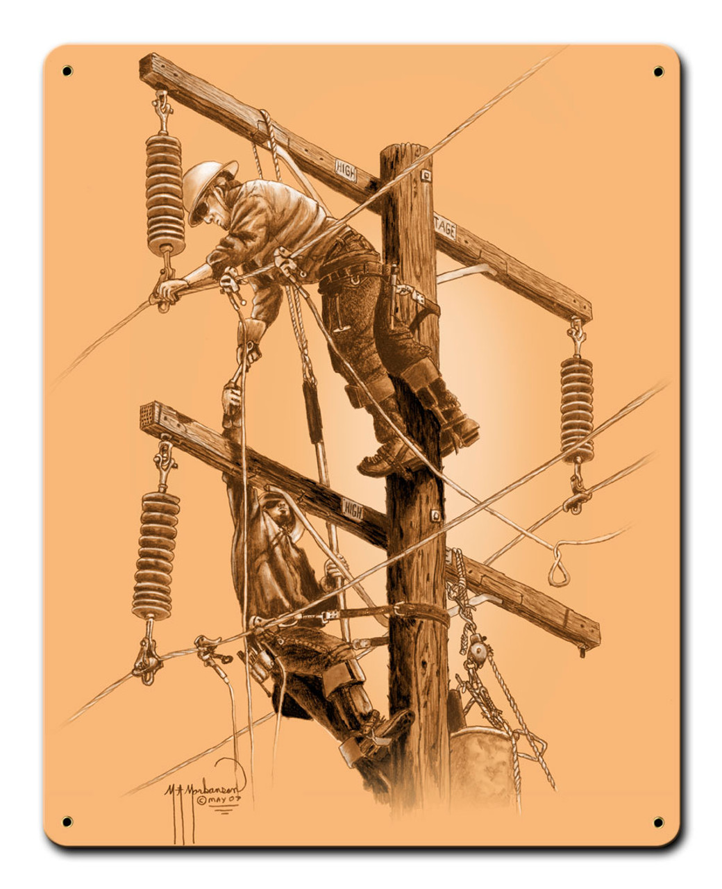 Lineman Pole Buddies Metal Sign 12 x 15 Inches