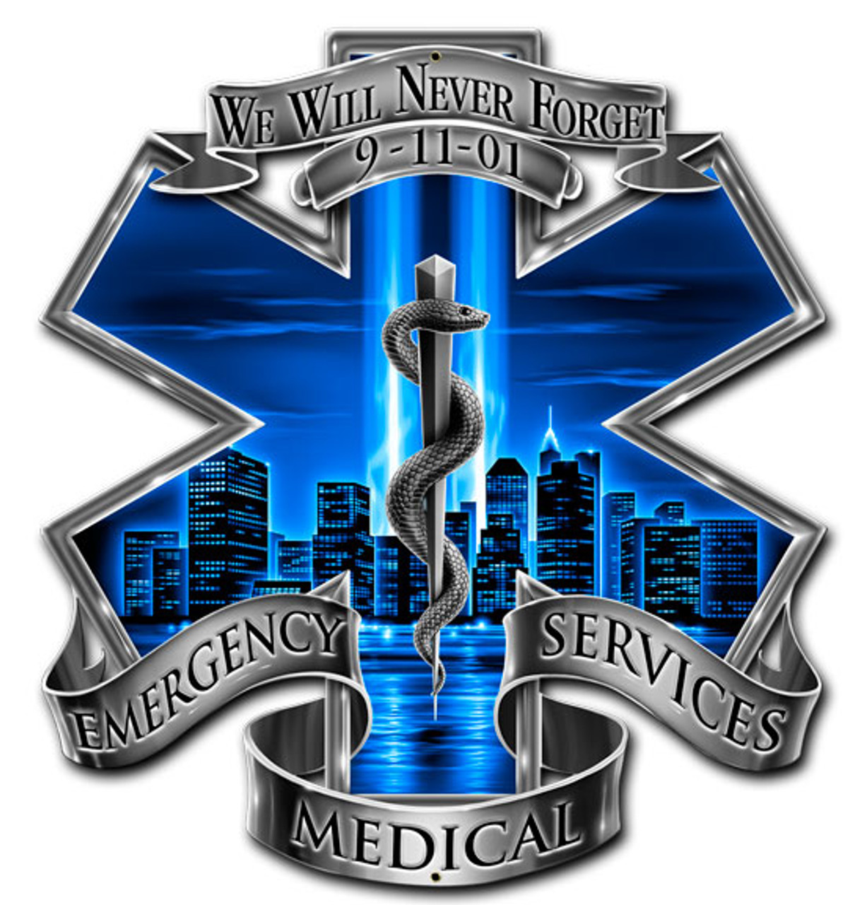 Emergency Medical Cross Metal Sign 16 x 16 Inches