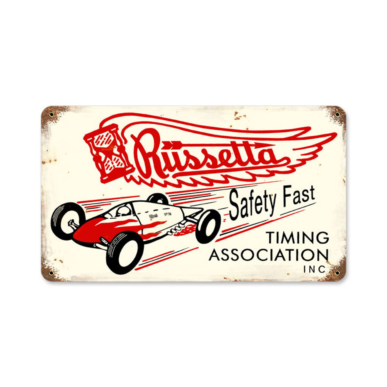 Russetta Timing Metal Sign 14 x 8 Inches