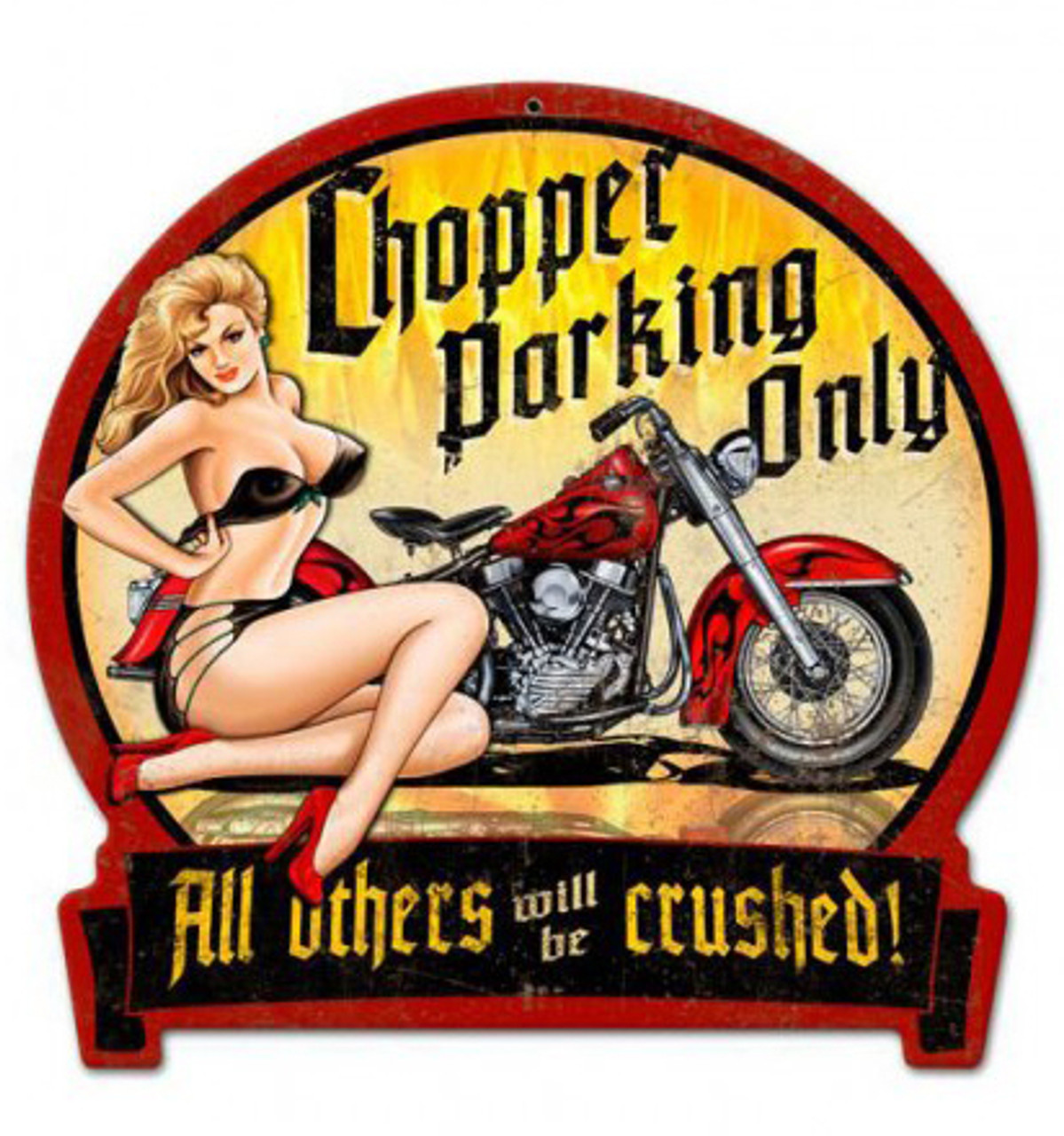 Chopper Parking Metal Sign 16 x 15 Inches