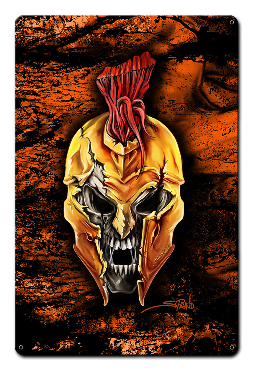 Spartan Skull Metal Sign 12 x 18 Inches
