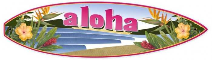 Vintage Aloha Waves Surfboard Metal Sign Vintage Aloha Waves Surfboard Metal Sign