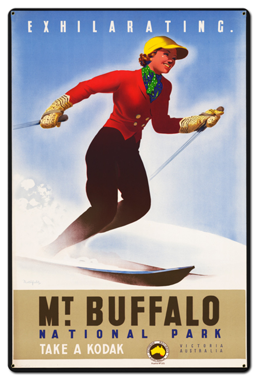 Mt Buffalo Skiing Metal Sign 24 x 36 Inches