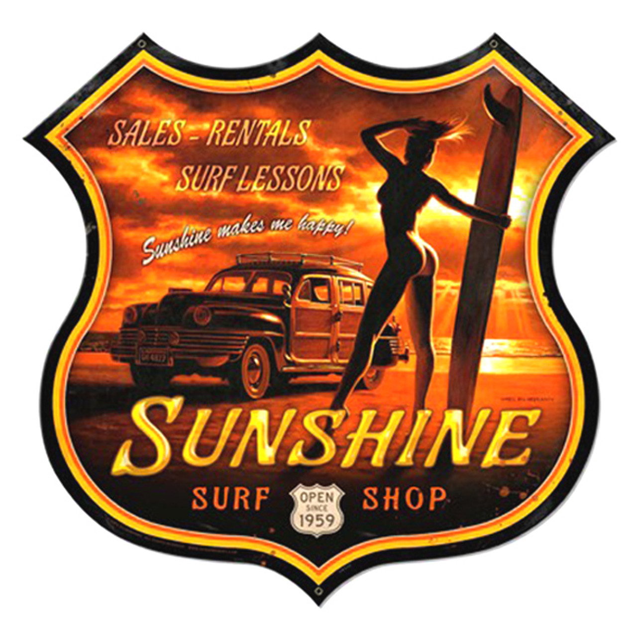 Sunshine Surf Metal Sign 28 x 27 Inches