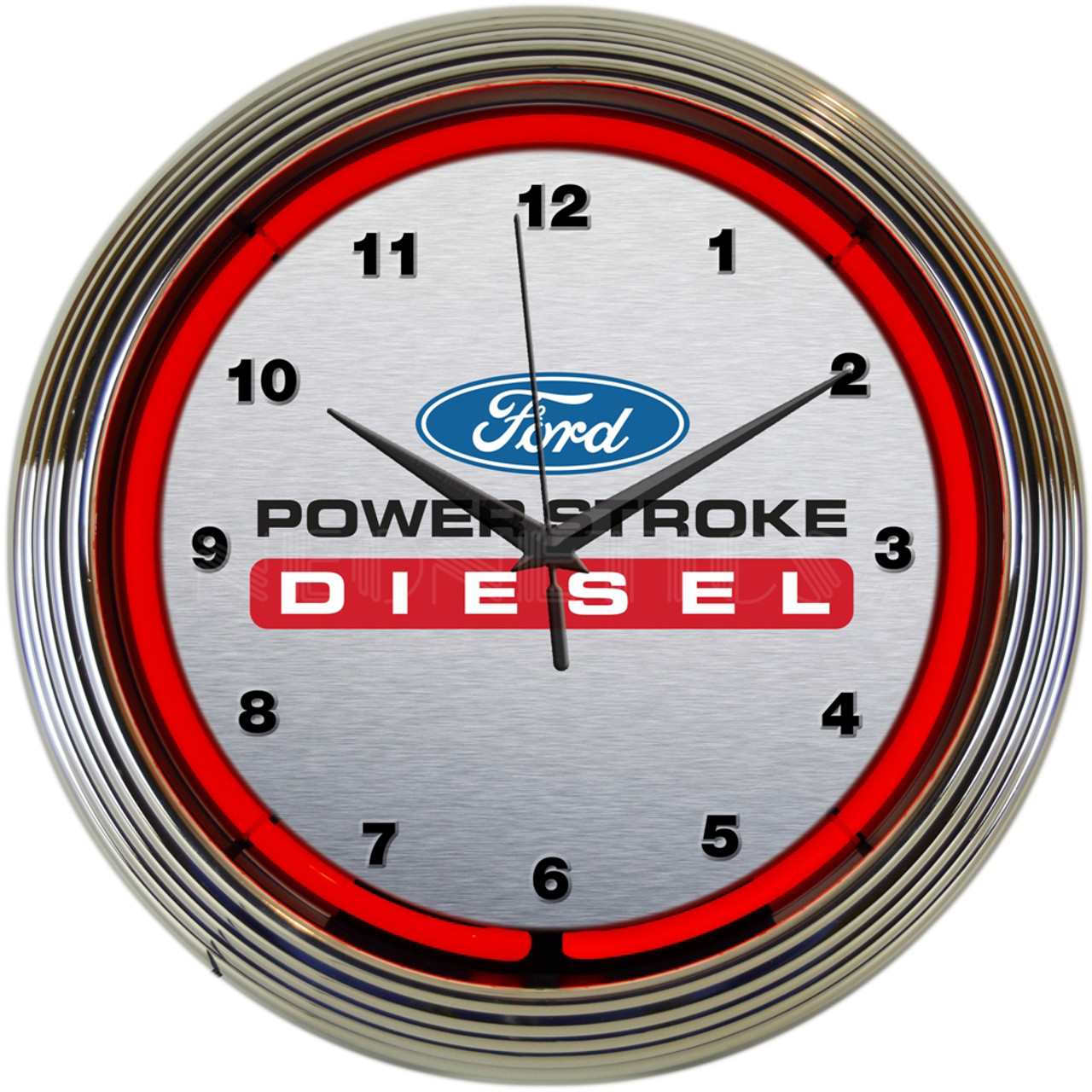 Ford Power Stroke Diesel Neon Clock 15 X 15 Inches