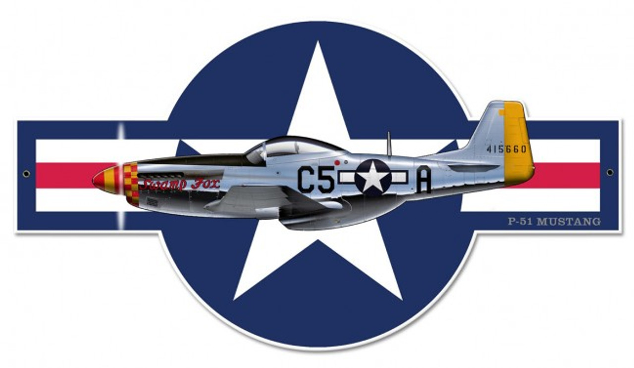 P-51 Mustang Metal Sign 30 x 17 Inches